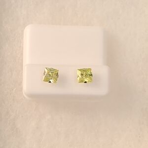 CZ Yellow/Green Stud Earrings
